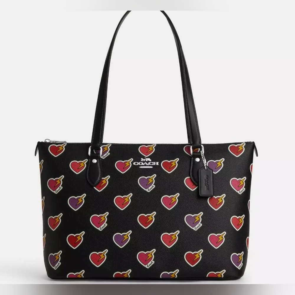 COACH GALLERY TOTE BAG, HEART BOLT PRINTNEW WITH TAGS - Picture 2 of 13